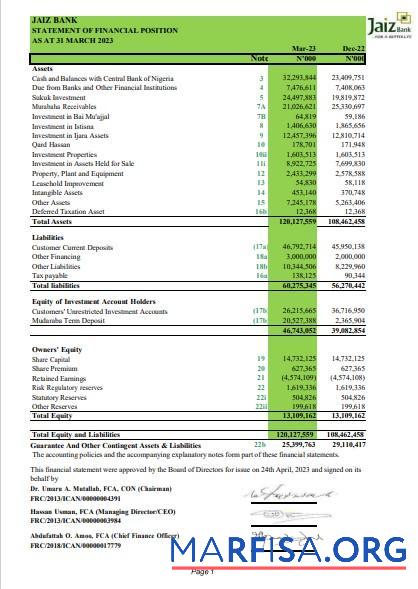 Blank Nigeria Jaiz bank statement word example
